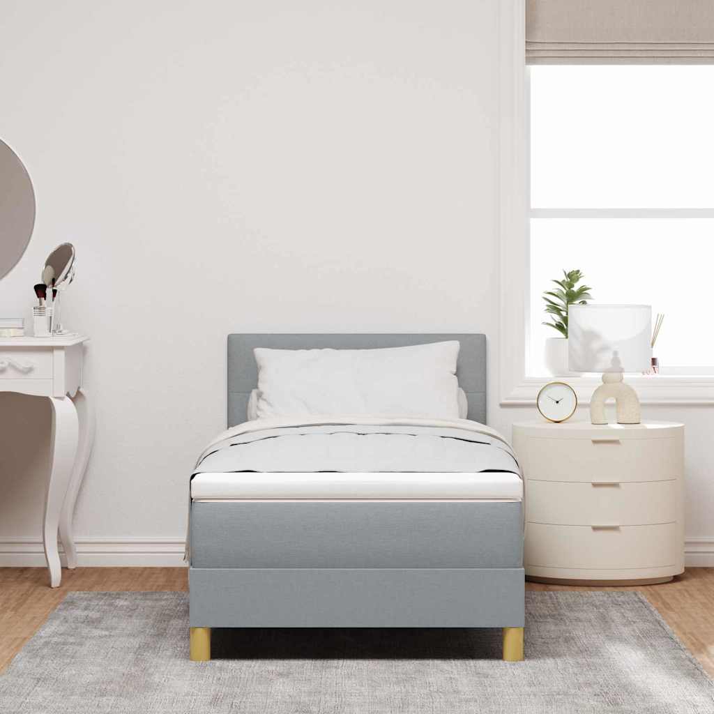 LED Box Spring Krevet Svijetlo siva 90 x 190 cm tkanina