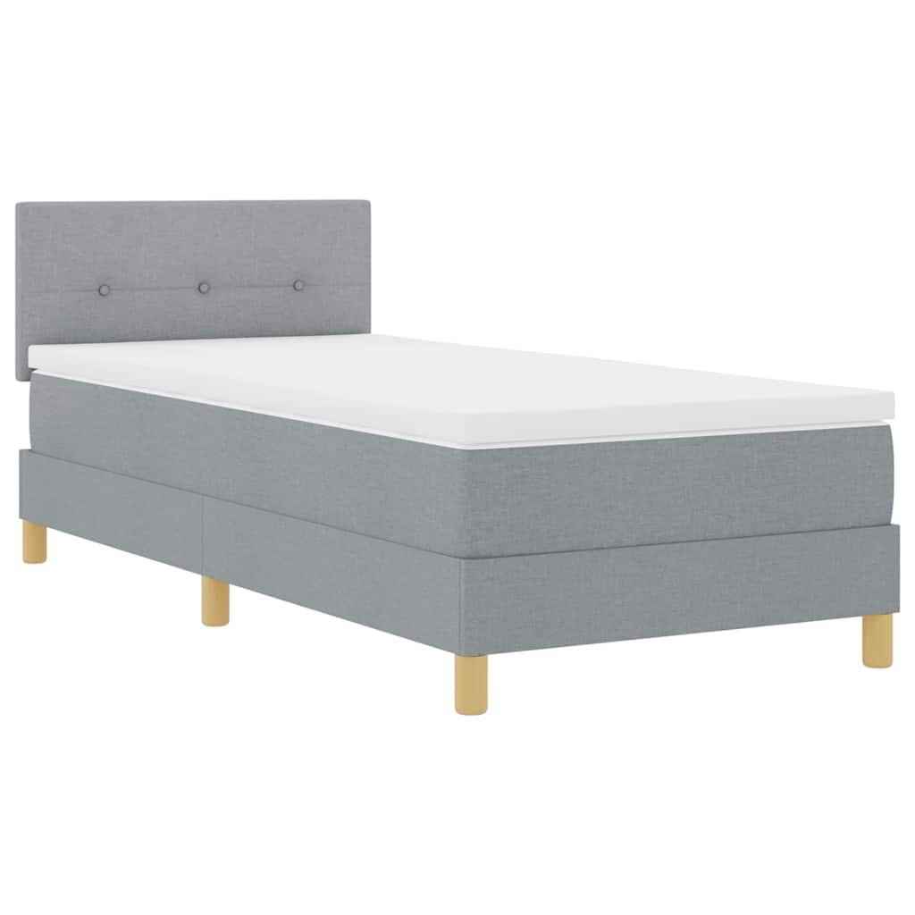 LED Box Spring Krevet Svijetlo siva 90 x 190 cm tkanina