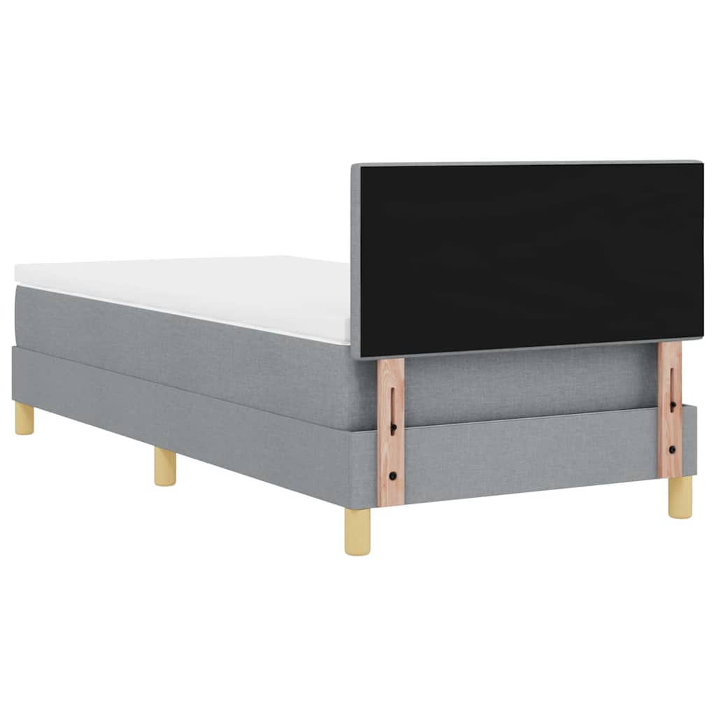 LED Box Spring Krevet Svijetlo siva 90 x 190 cm tkanina