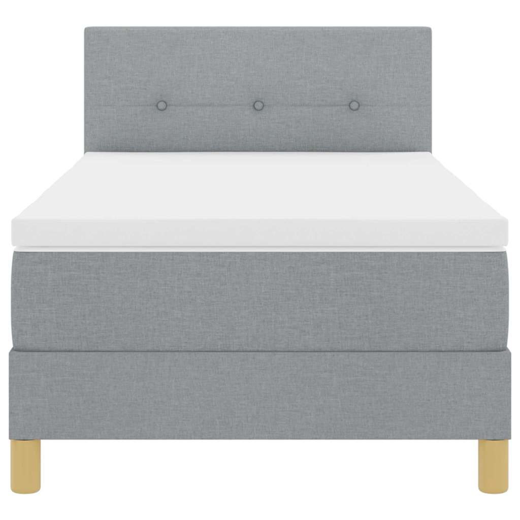 LED Box Spring Krevet Svijetlo siva 90 x 190 cm tkanina