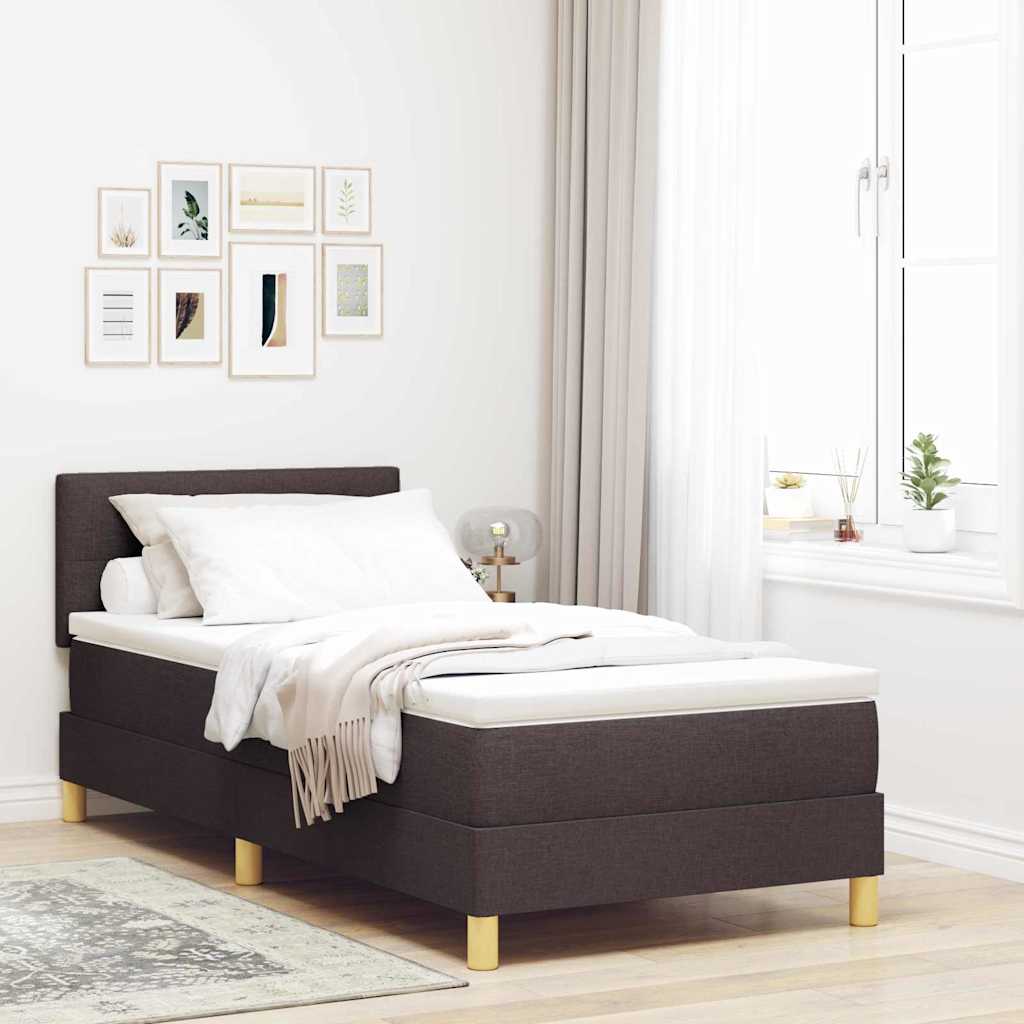 LED Box Spring Krevet Tamno smeđa 90 x 190 cm tkanina