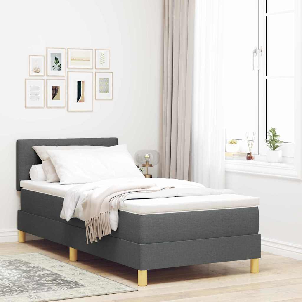 LED Box Spring Krevet Tamno siva 90 x 200 cm tkanina