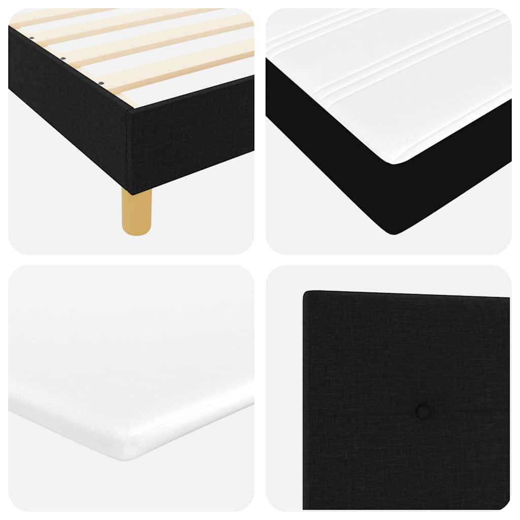LED Box Spring Krevet s LED trakama Crna 90 x 200 cm tkanina