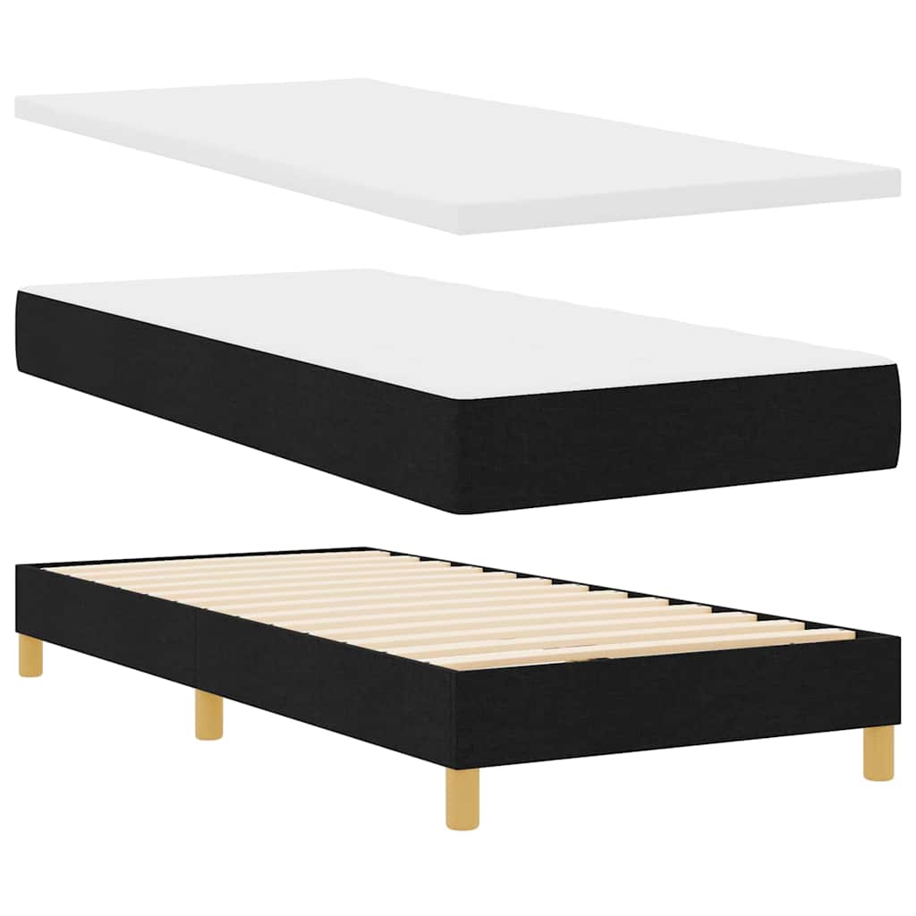 LED Box Spring Krevet s LED trakama Crna 90 x 200 cm tkanina