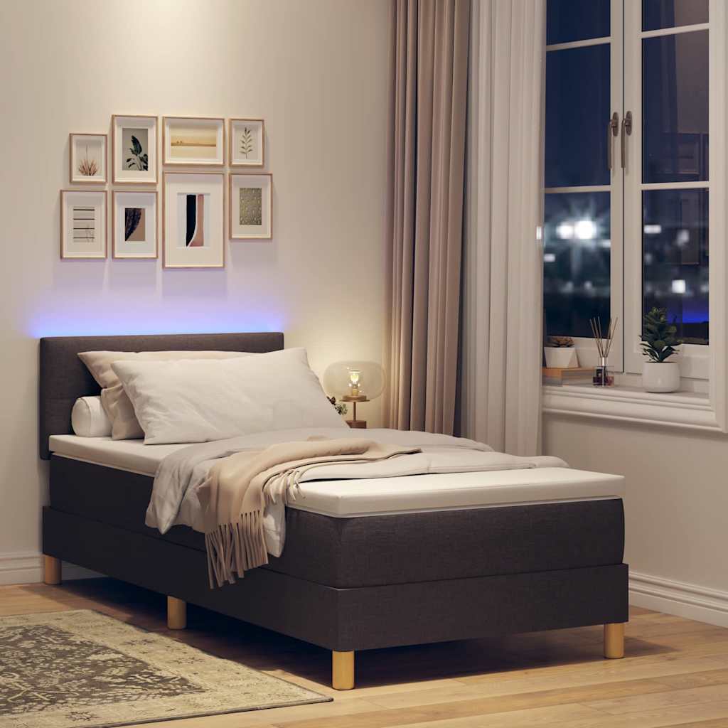 LED Box Spring Krevet Tamno smeđa 90 x 200 cm tkanina