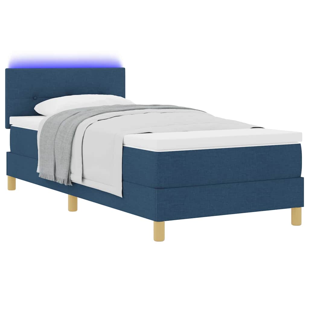 LED Box Spring Krevet s LED trakama Plava 100 x 200 cm tkanina