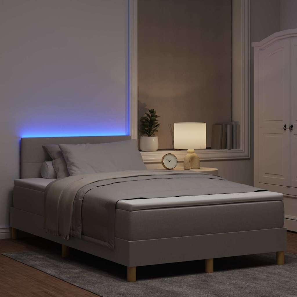 LED Box Spring Krevet Sivo-smeđa 120 x 200 cm tkanina
