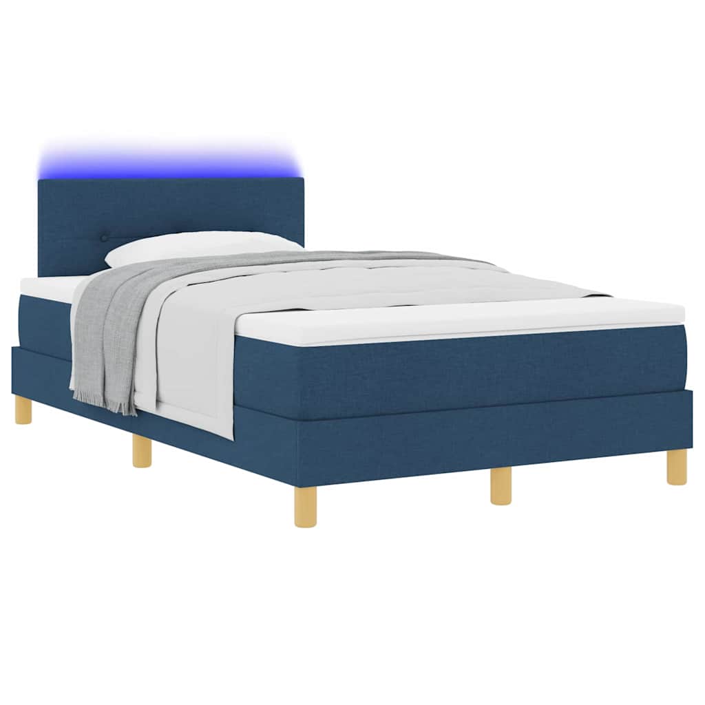 LED Box Spring Krevet s LED trakama Plava 120 x 200 cm tkanina