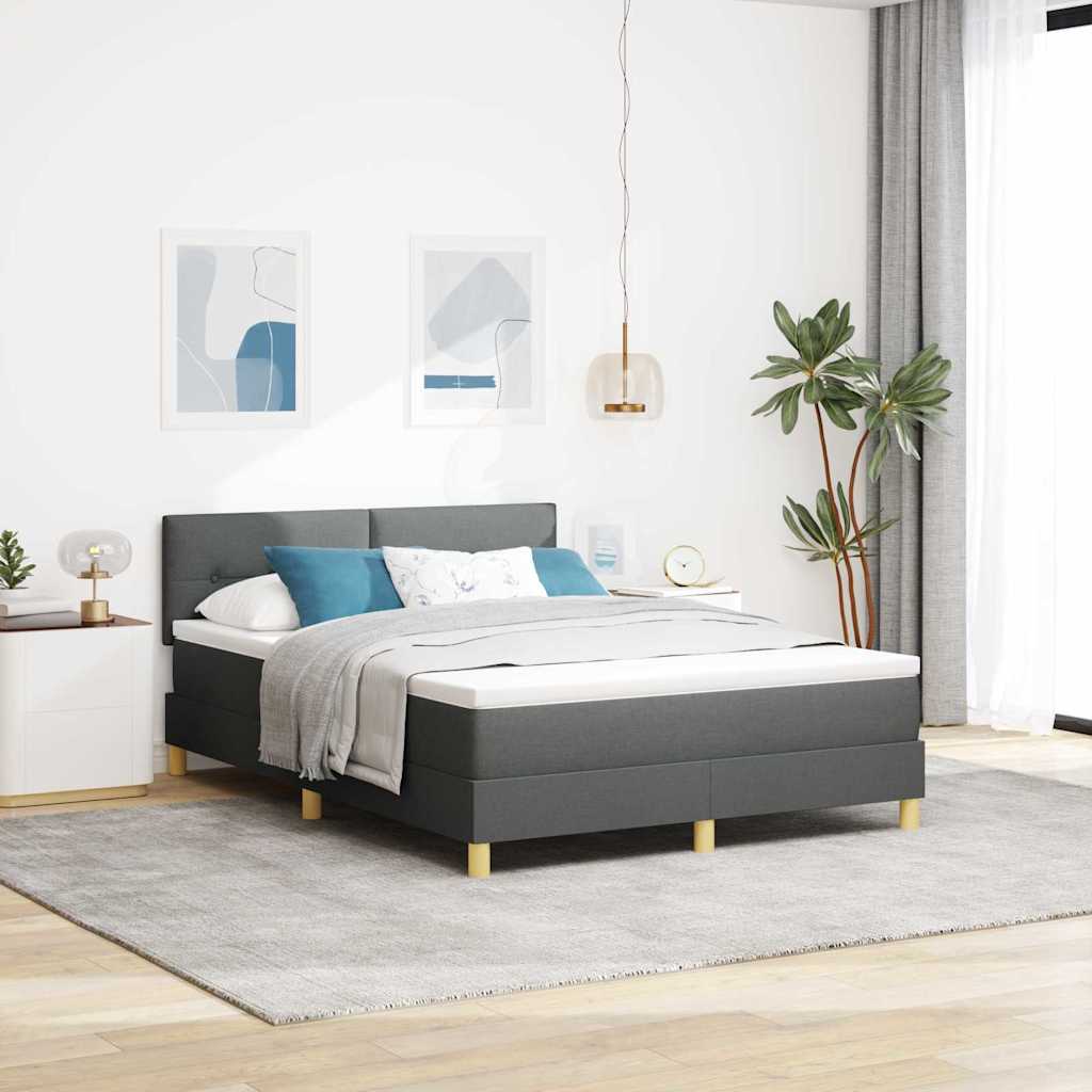 LED Box Spring Krevet Tamno siva 140 x 190 cm tkanina
