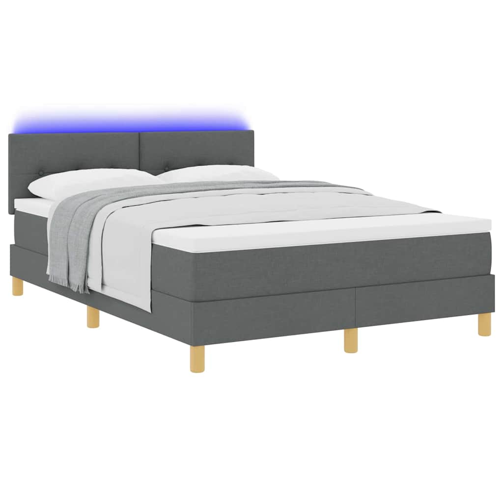 LED Box Spring Krevet Tamno siva 140 x 190 cm tkanina
