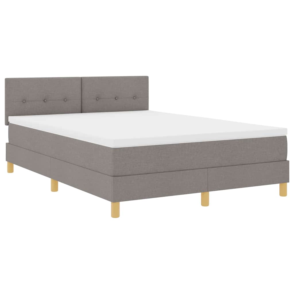 LED Box Spring Krevet Sivo-smeđa 140 x 190 cm tkanina
