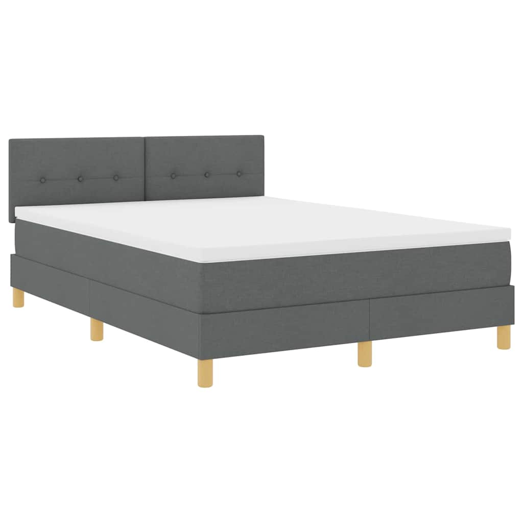 LED Box Spring Krevet Tamno siva 140 x 200 cm tkanina