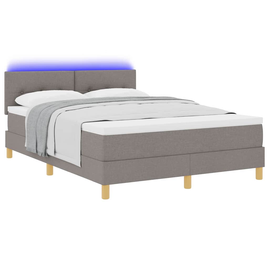 LED Box Spring Krevet Sivo-smeđa 140 x 200 cm tkanina