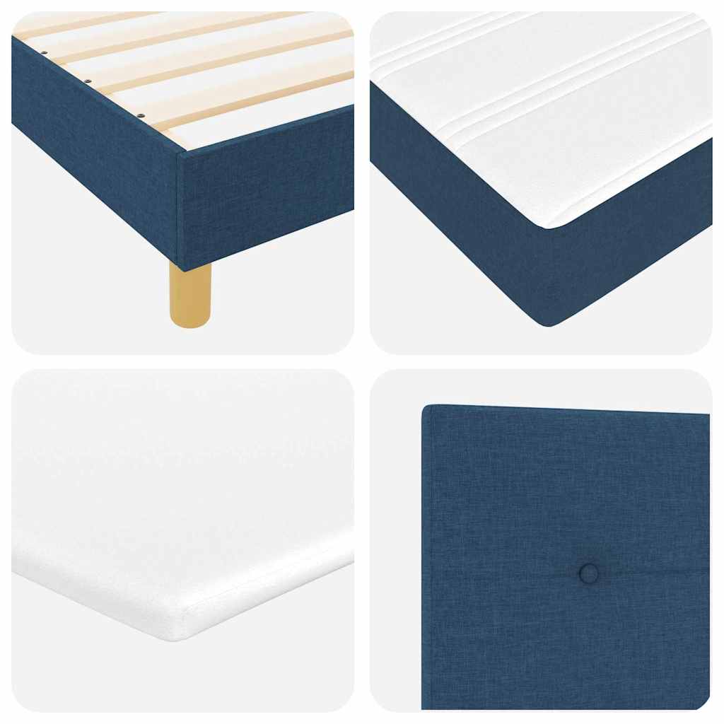 LED Box Spring Krevet s LED trakama Plava 140 x 200 cm tkanina