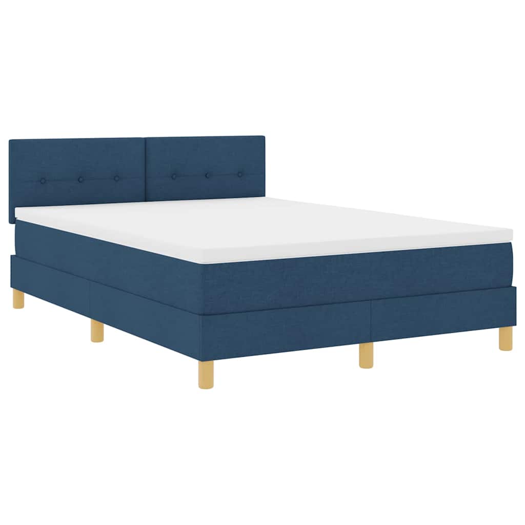 LED Box Spring Krevet s LED trakama Plava 140 x 200 cm tkanina