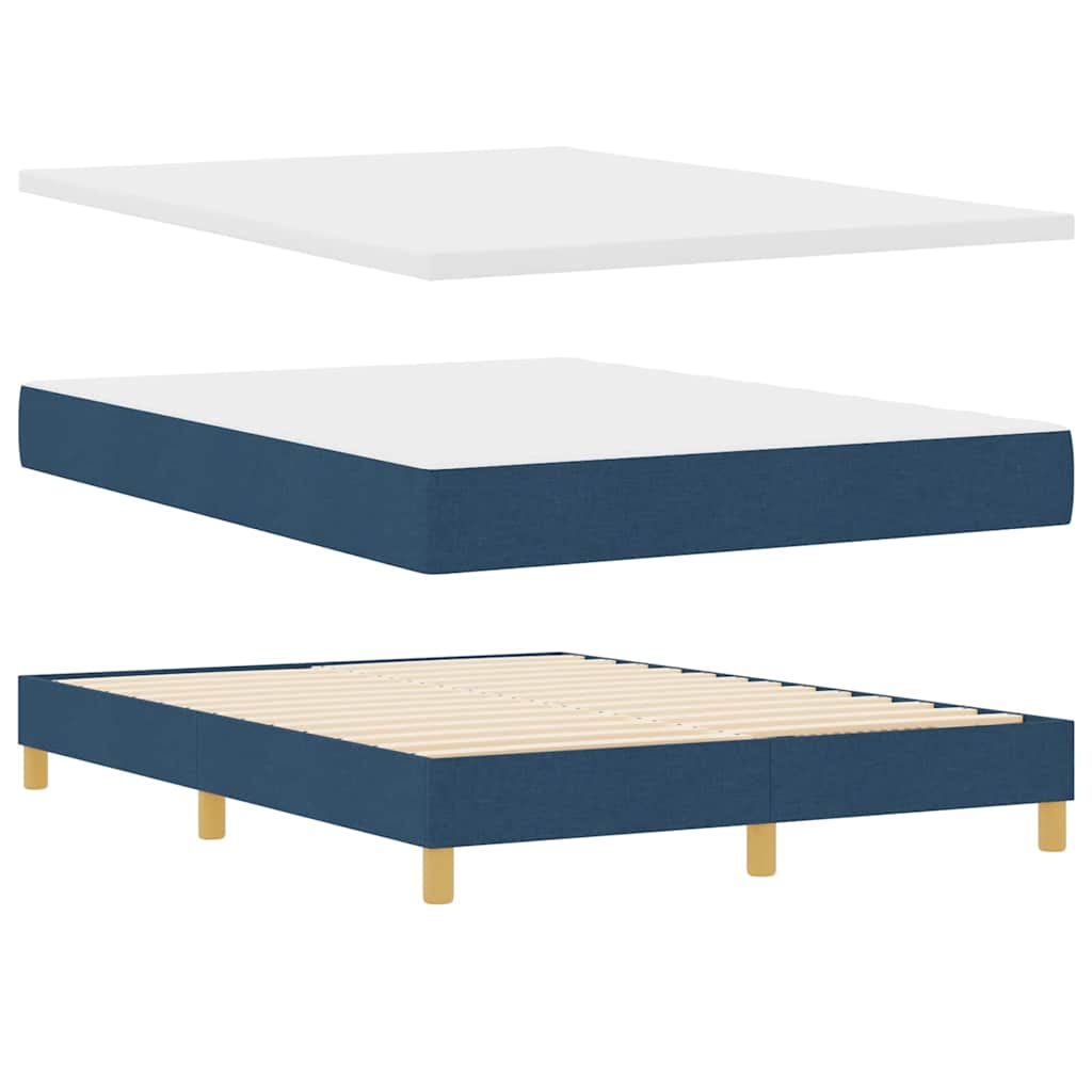 LED Box Spring Krevet s LED trakama Plava 140 x 200 cm tkanina