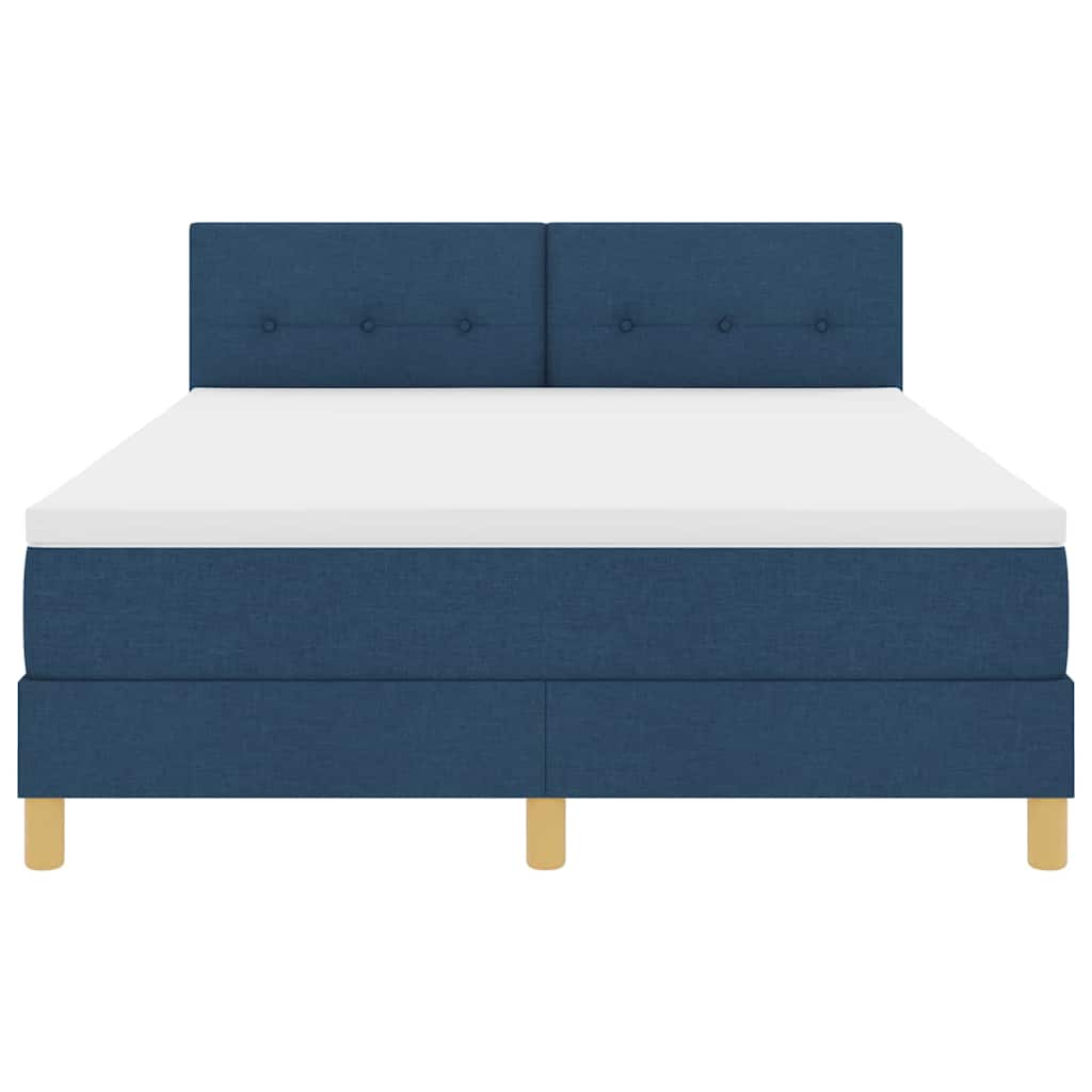 LED Box Spring Krevet s LED trakama Plava 140 x 200 cm tkanina