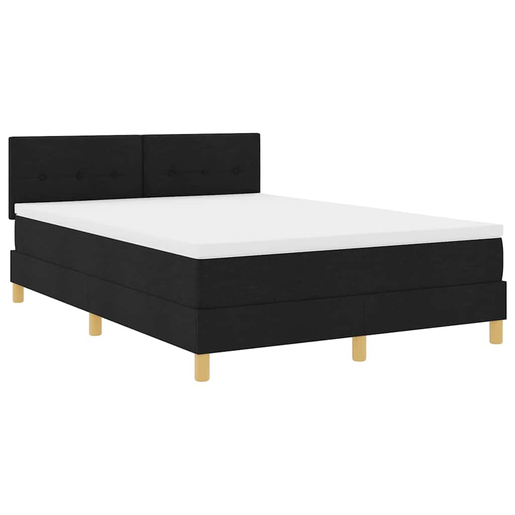 LED Box Spring Krevet s jastukom Crna 160 x 200 cm tkanina