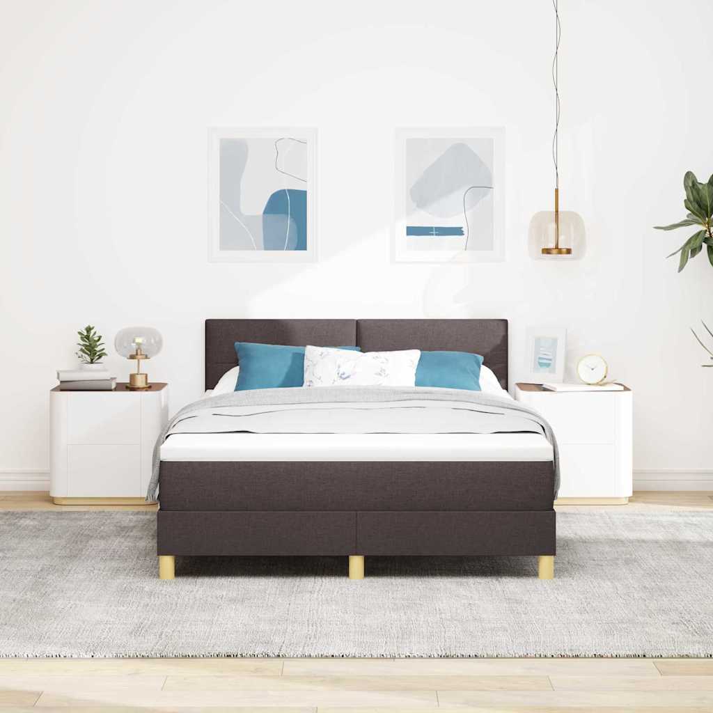 LED Box Spring Krevet Tamno smeđa 160 x 200 cm tkanina