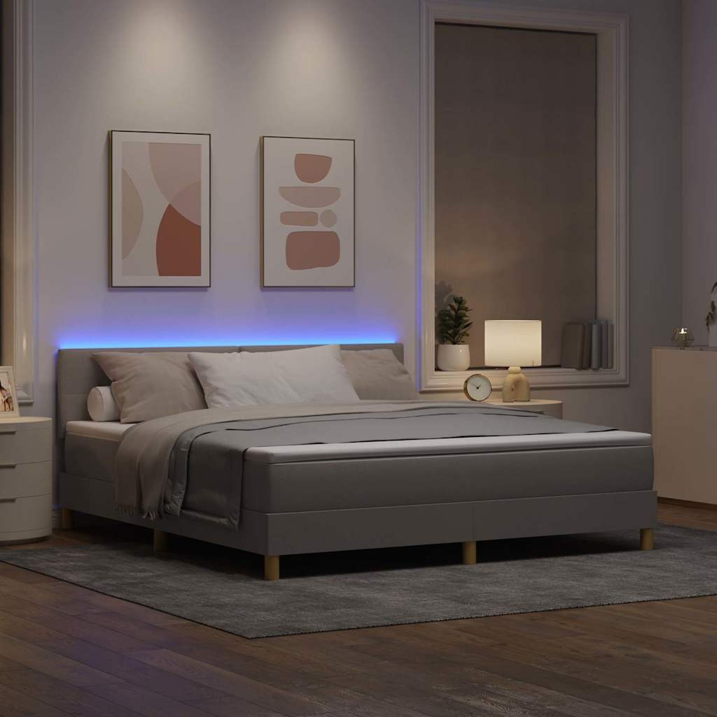 LED Box Spring Krevet Sivo-smeđa 180 x 200 cm tkanina