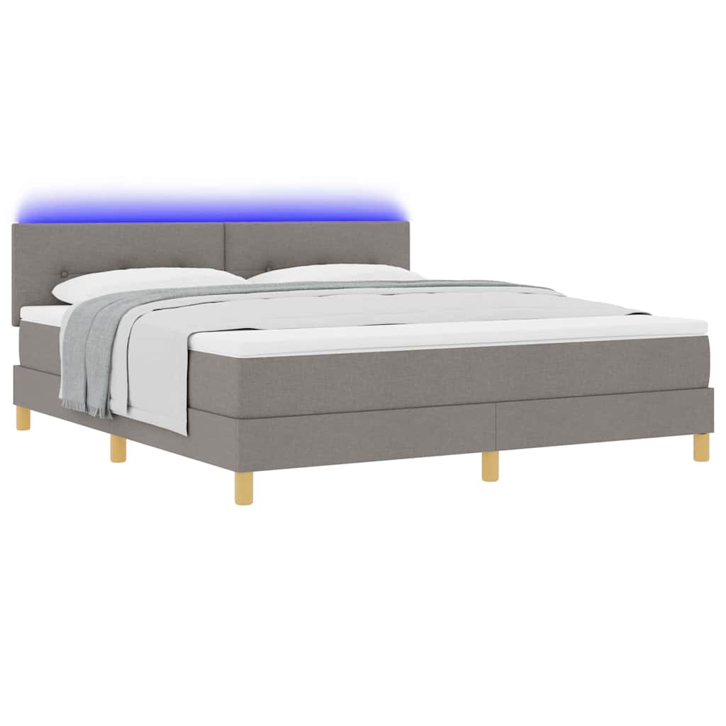 LED Box Spring Krevet Sivo-smeđa 180 x 200 cm tkanina
