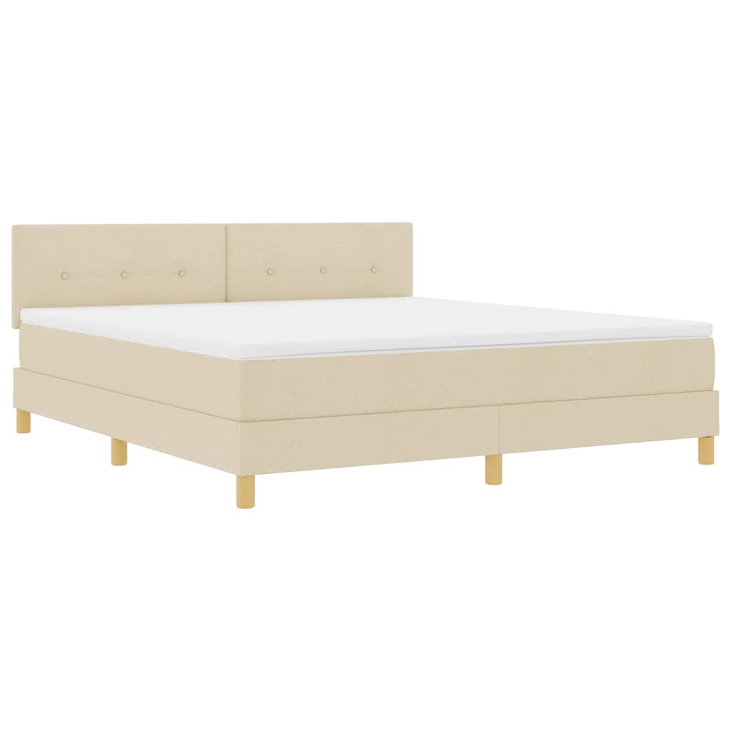 LED Box Spring Krevet s LED trakama Krema 180 x 200 cm tkanina