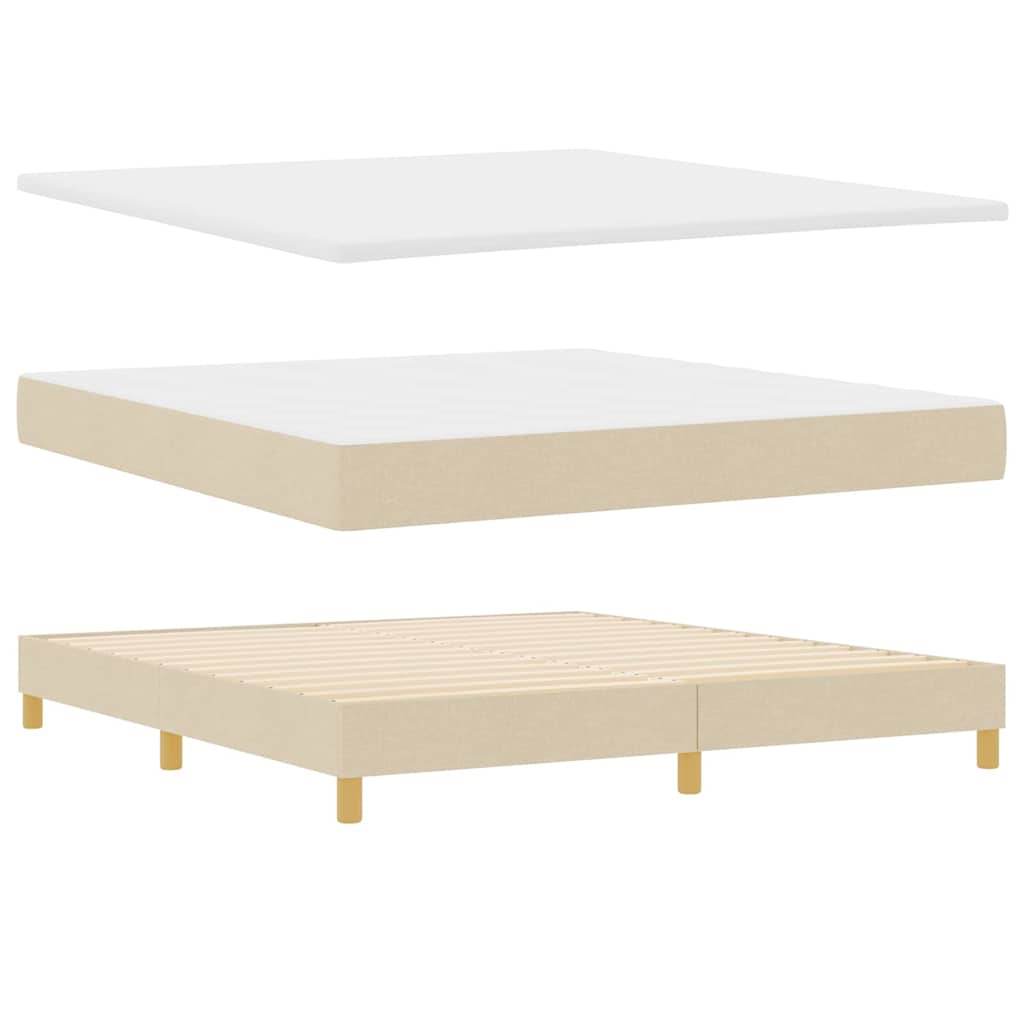 LED Box Spring Krevet s LED trakama Krema 180 x 200 cm tkanina