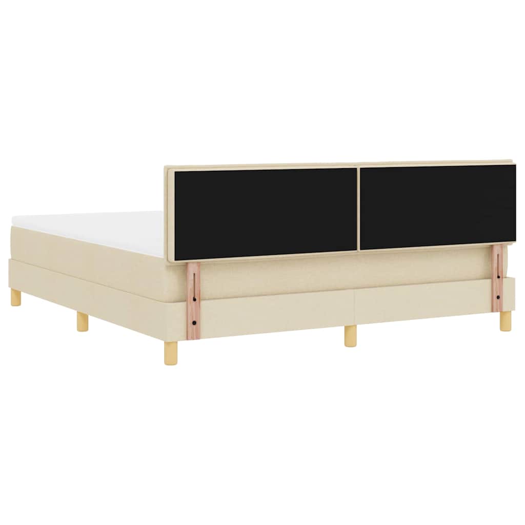 LED Box Spring Krevet s LED trakama Krema 180 x 200 cm tkanina