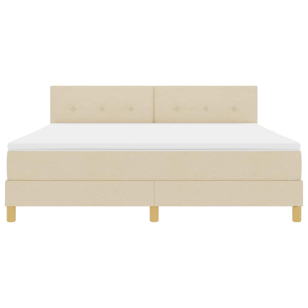 LED Box Spring Krevet s LED trakama Krema 180 x 200 cm tkanina