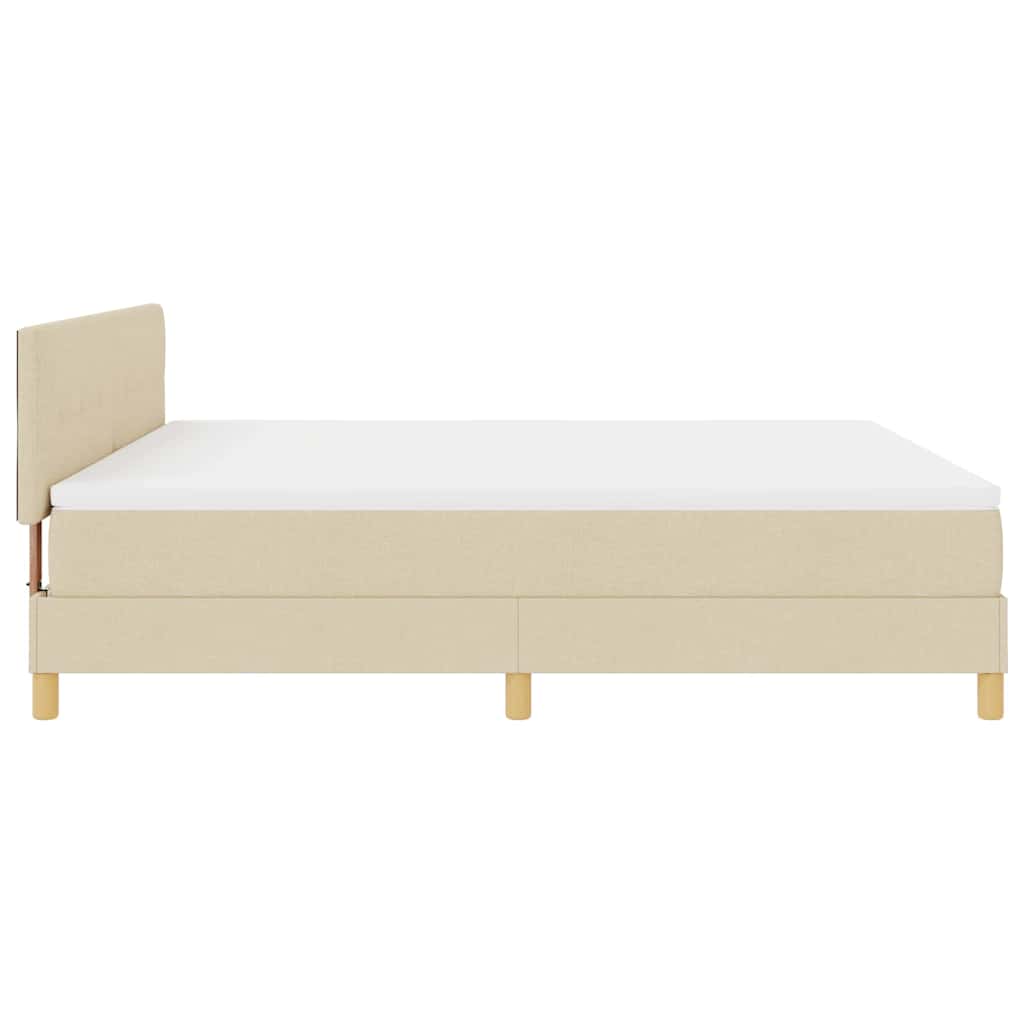 LED Box Spring Krevet s LED trakama Krema 180 x 200 cm tkanina