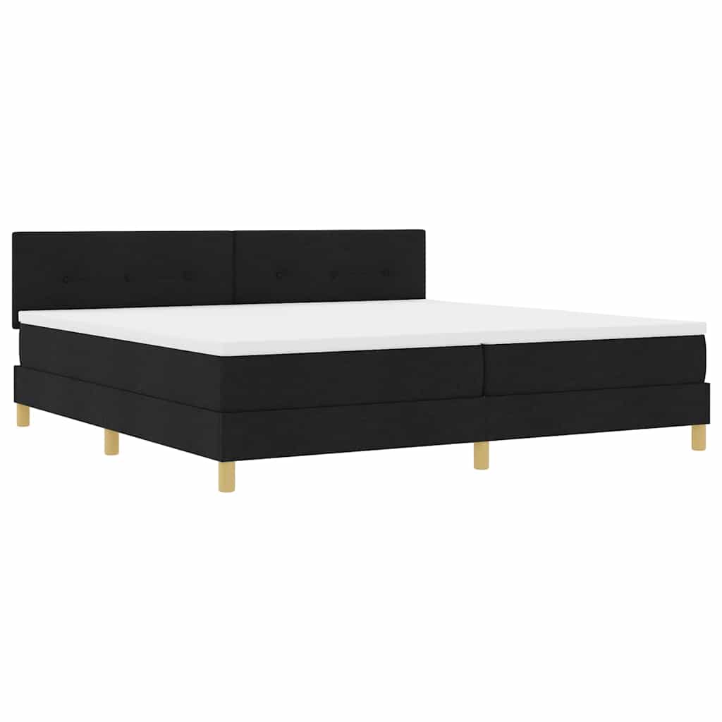 LED Box Spring Krevet s LED trakama Crna 200 x 200 cm tkanina
