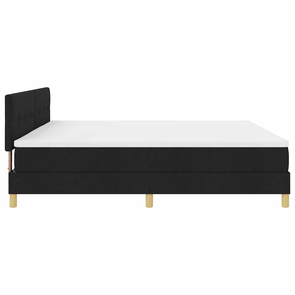 LED Box Spring Krevet s LED trakama Crna 200 x 200 cm tkanina
