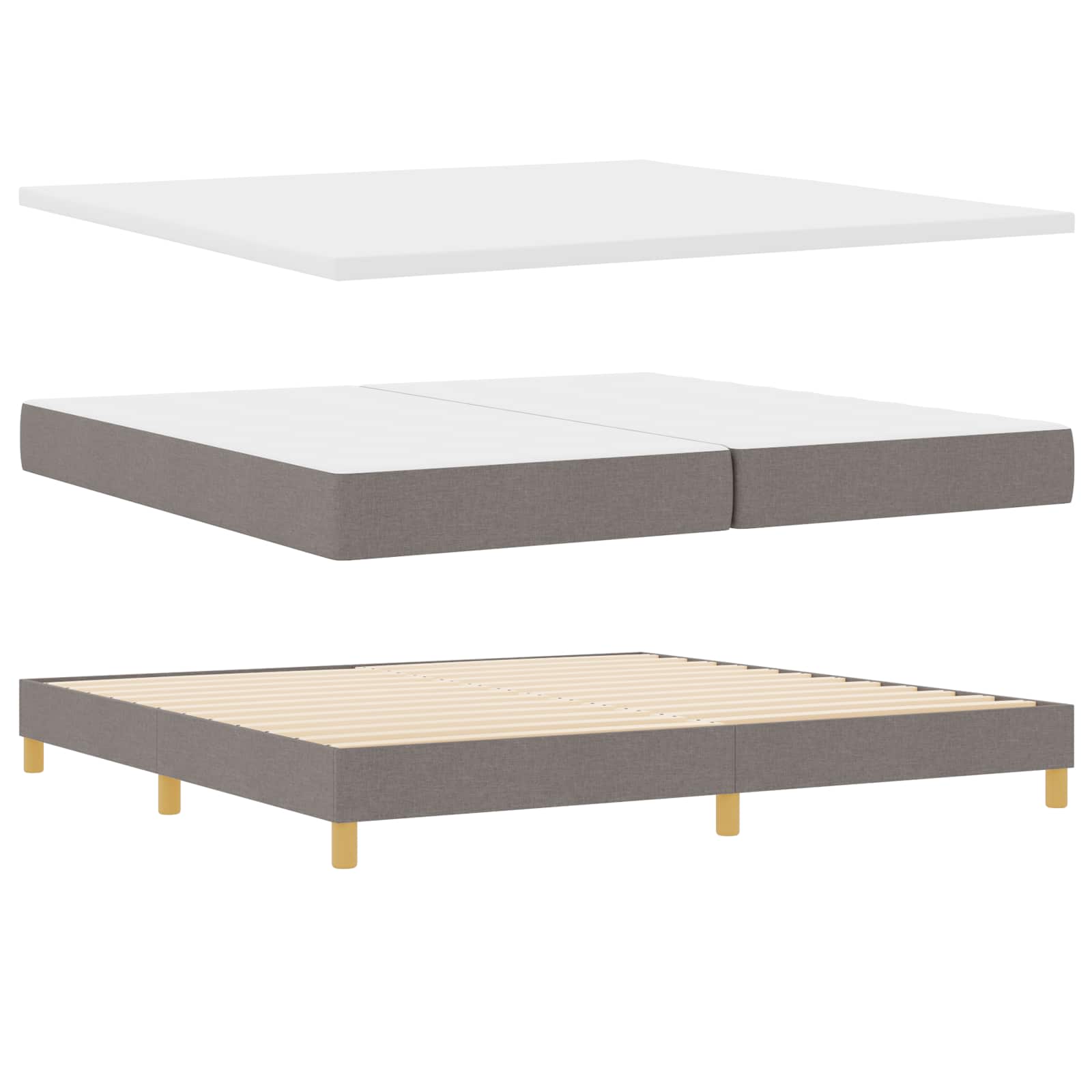 LED Box Spring Krevet Sivo-smeđa 200 x 200 cm tkanina