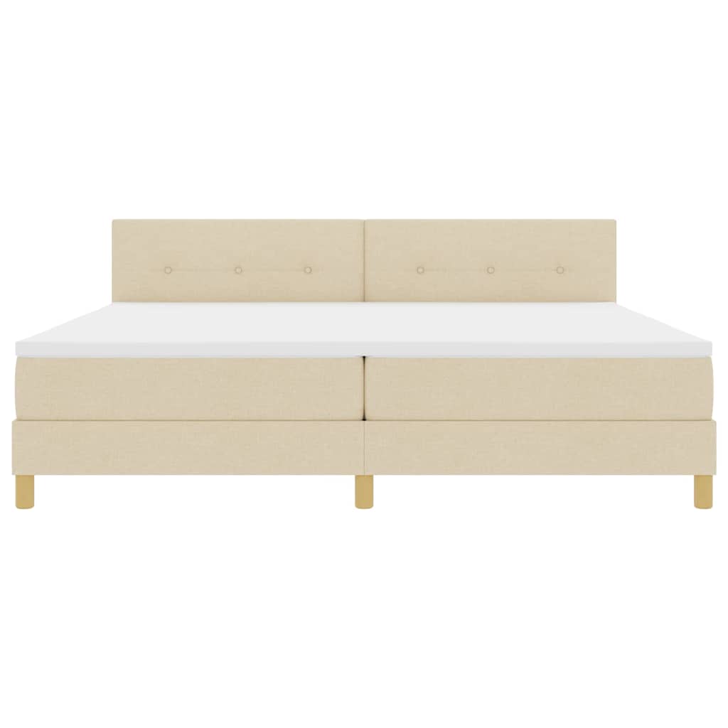 LED Box Spring Krevet s jastukom Krema 200 x 200 cm tkanina