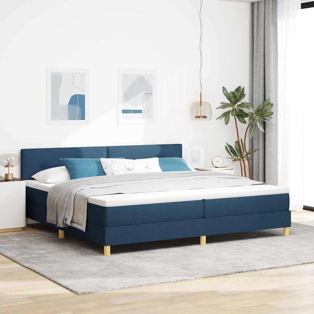 LED Box Spring Krevet s LED trakama Plava 200 x 200 cm tkanina