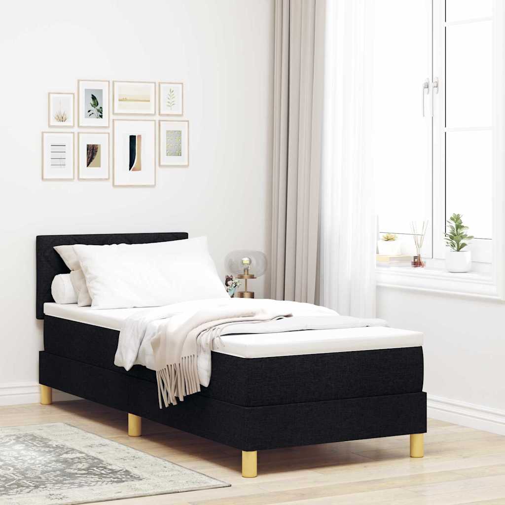 LED Box Spring Krevet s jastukom Crna 80 x 200 cm tkanina