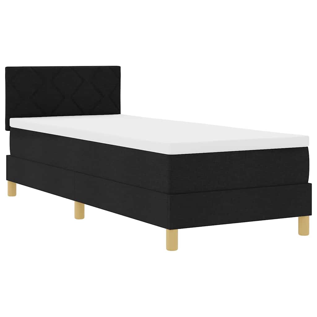 LED Box Spring Krevet s jastukom Crna 80 x 200 cm tkanina