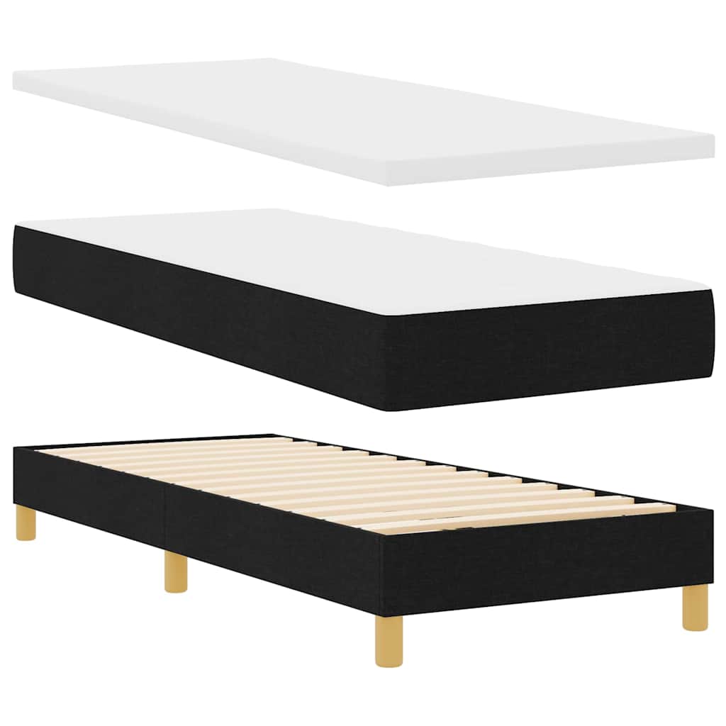 LED Box Spring Krevet s jastukom Crna 80 x 200 cm tkanina