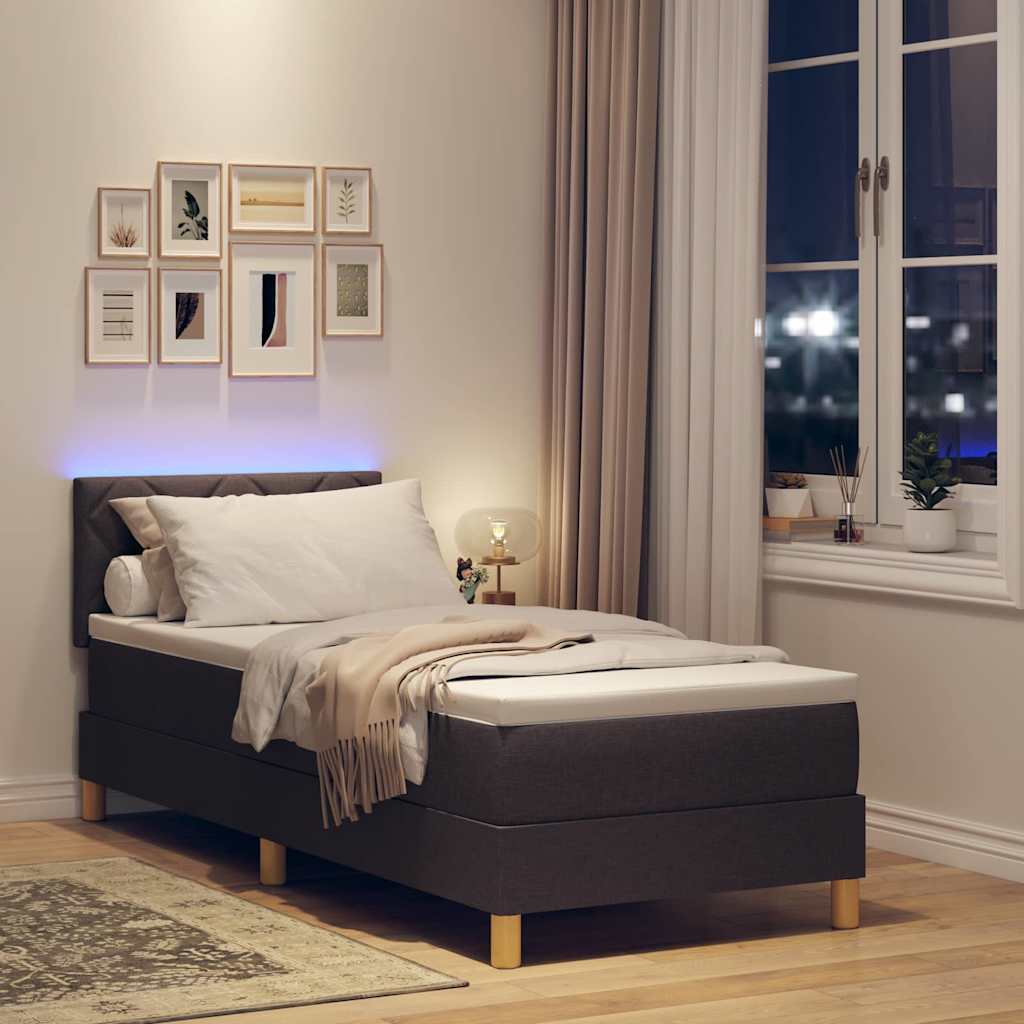 LED Box Spring Krevet Tamno smeđa 80 x 200 cm tkanina