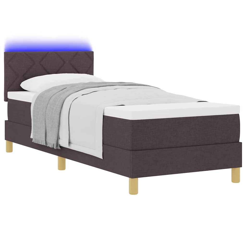 LED Box Spring Krevet Tamno smeđa 80 x 200 cm tkanina