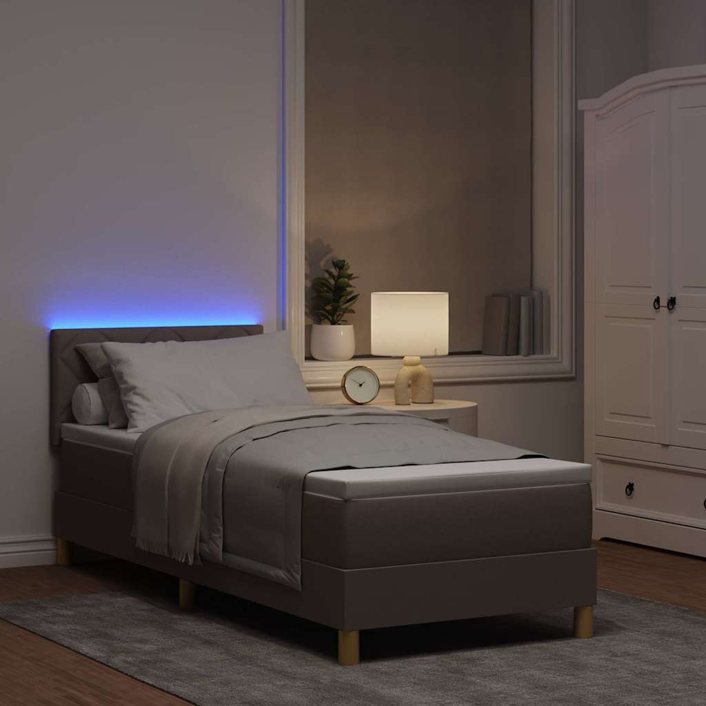 LED Box Spring Krevet Sivo-smeđa 80 x 200 cm tkanina