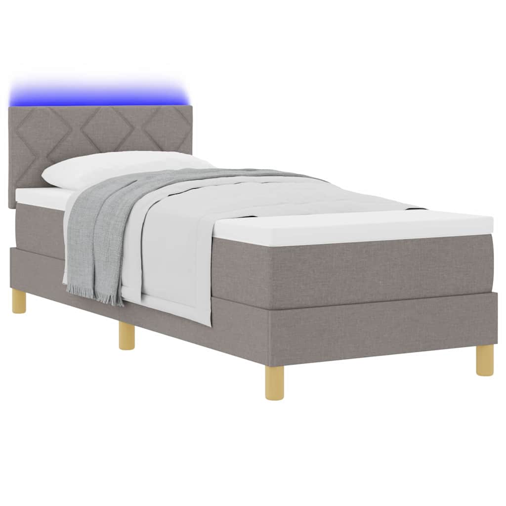 LED Box Spring Krevet Sivo-smeđa 80 x 200 cm tkanina