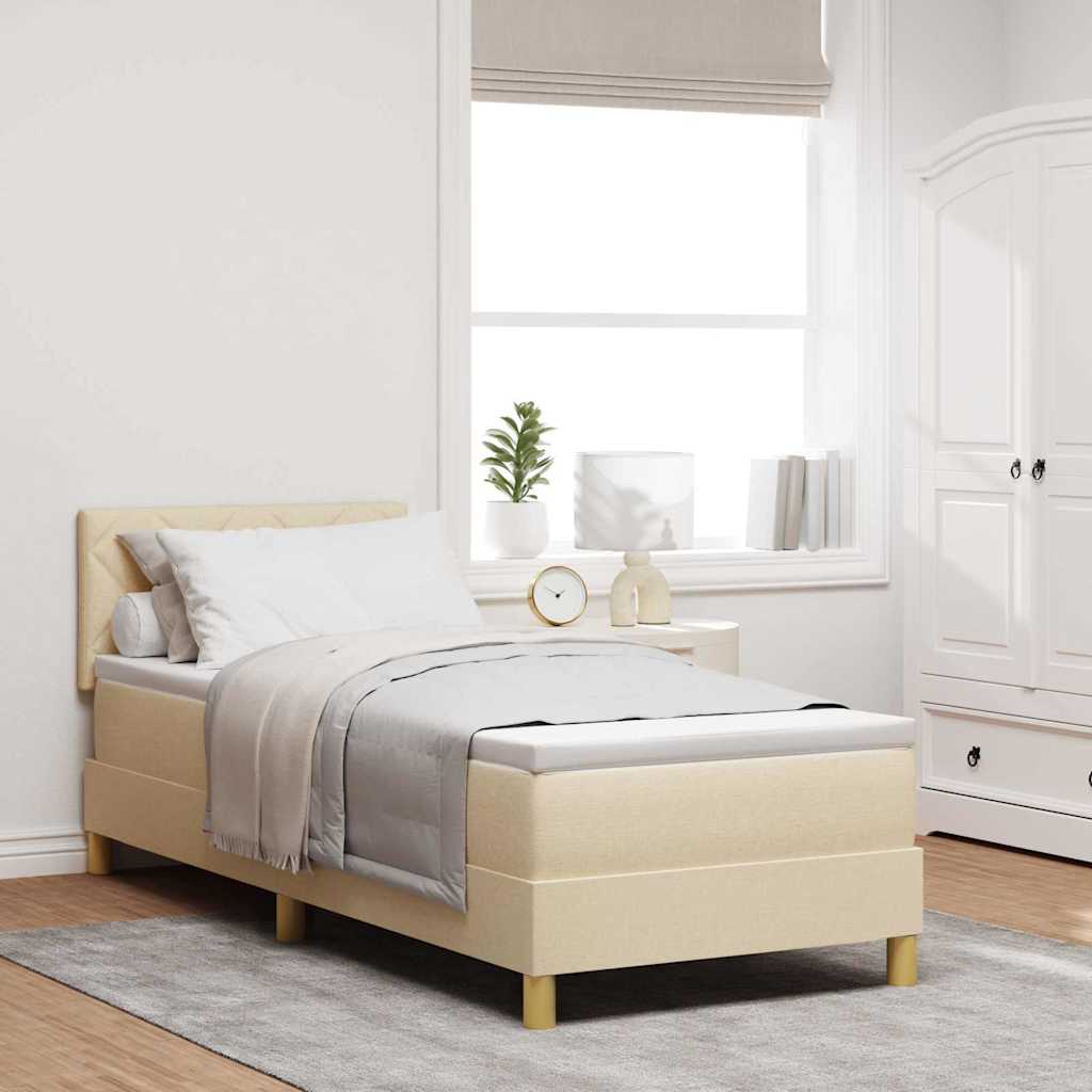 LED Box Spring Krevet s LED trakama Krema 80 x 200 cm tkanina
