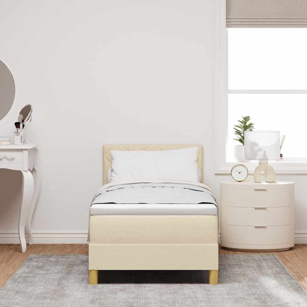 LED Box Spring Krevet s LED trakama Krema 80 x 200 cm tkanina