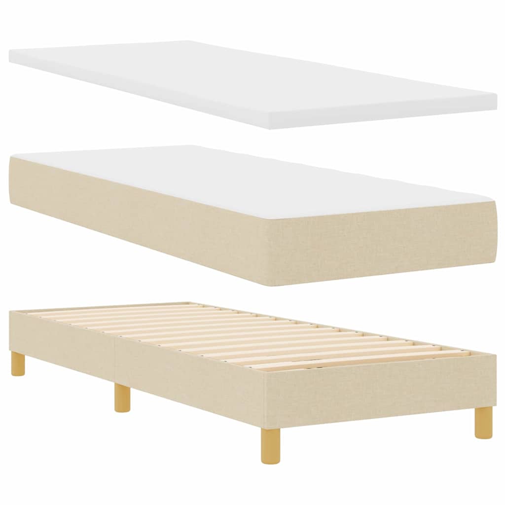 LED Box Spring Krevet s LED trakama Krema 80 x 200 cm tkanina