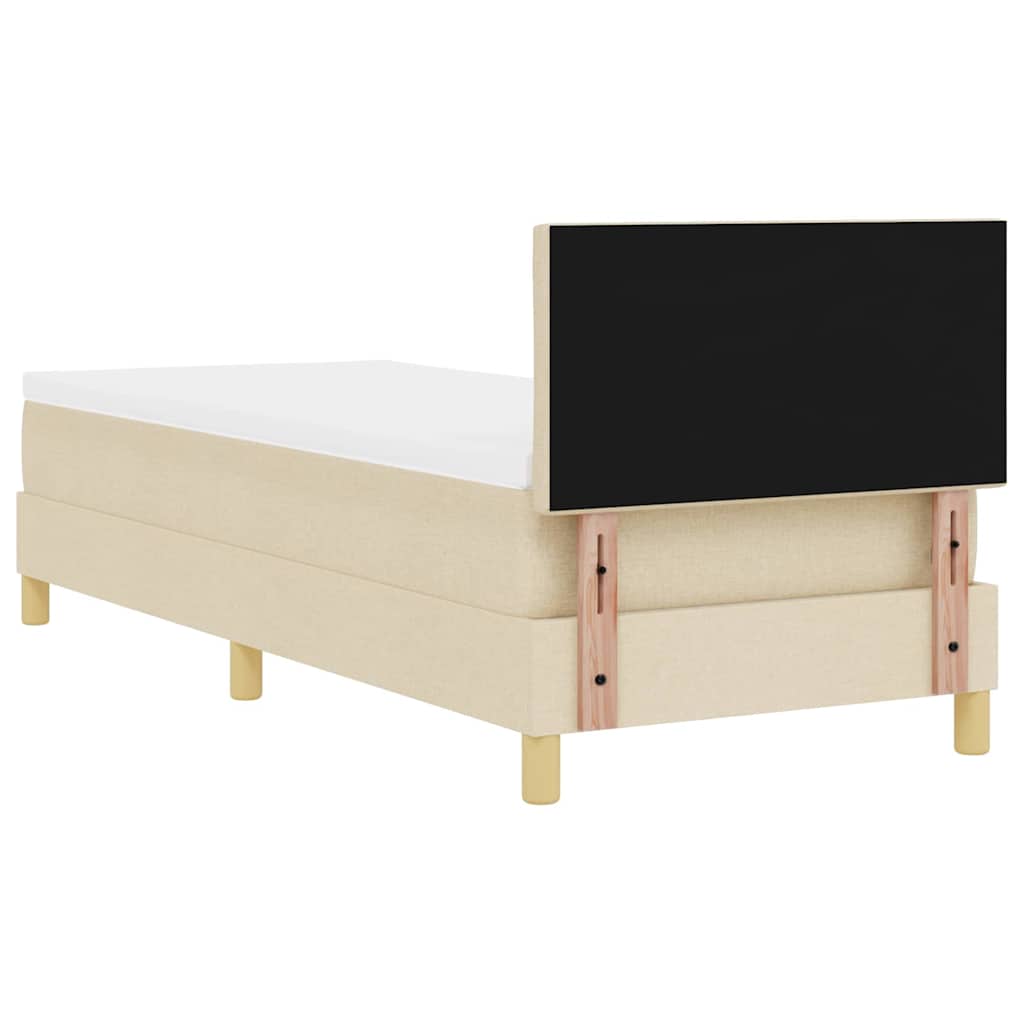 LED Box Spring Krevet s LED trakama Krema 80 x 200 cm tkanina