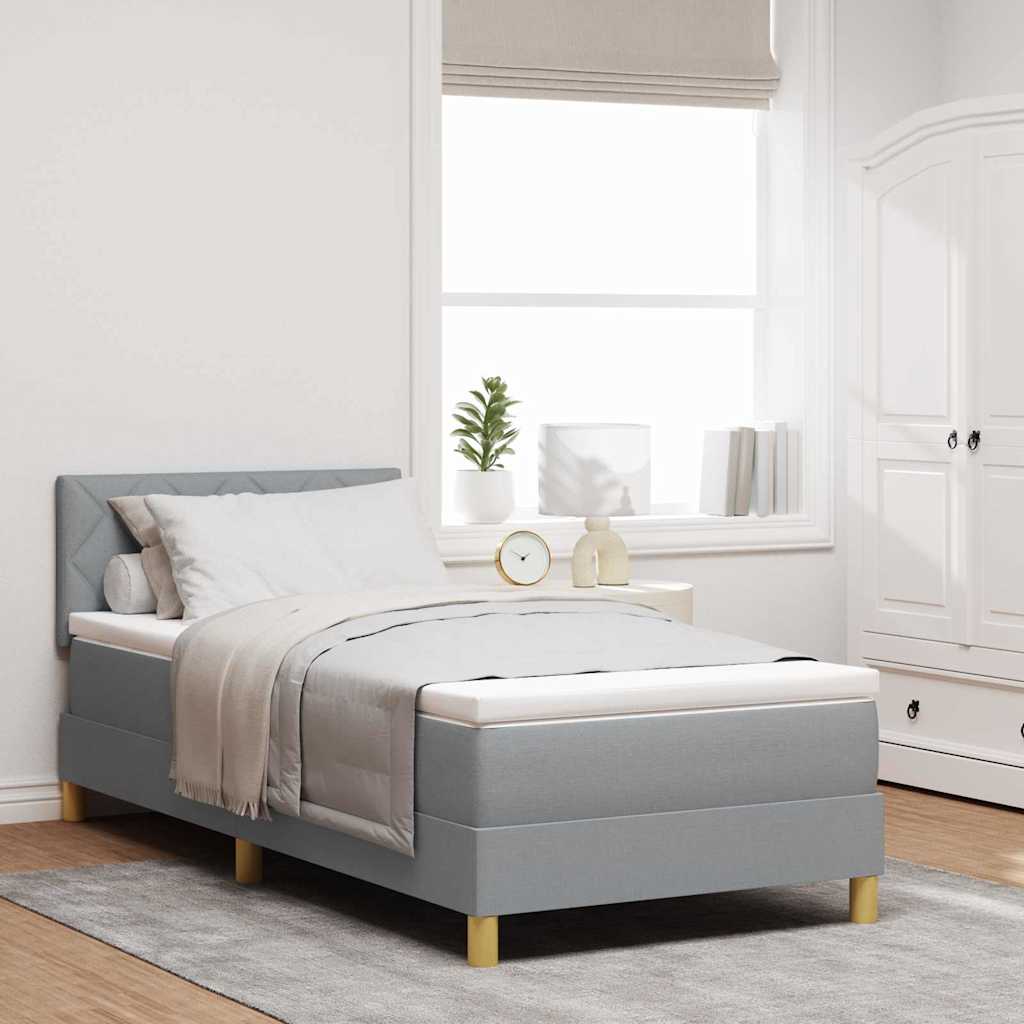 LED Box Spring Krevet Svijetlo siva 90 x 190 cm tkanina