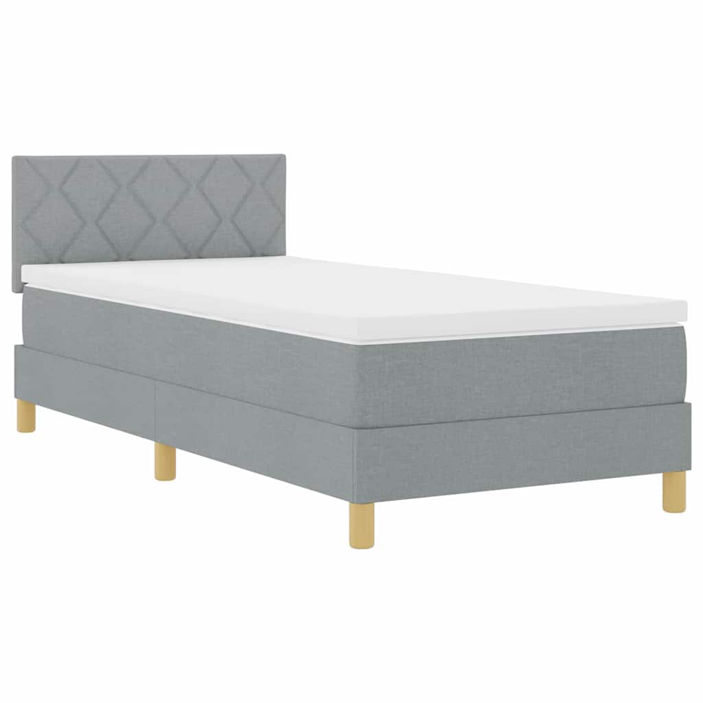 LED Box Spring Krevet Svijetlo siva 90 x 190 cm tkanina