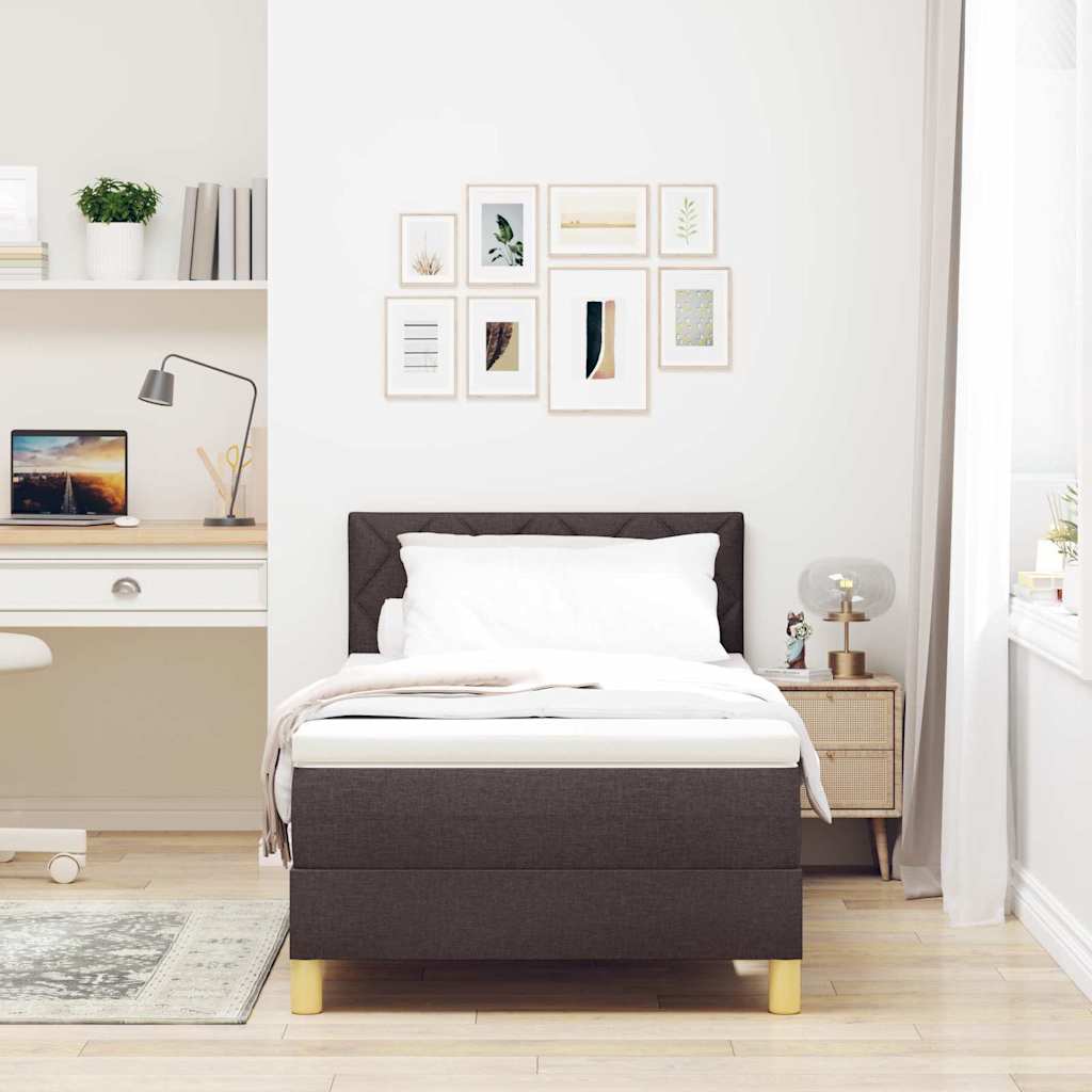LED Box Spring Krevet Tamno smeđa 90 x 190 cm tkanina