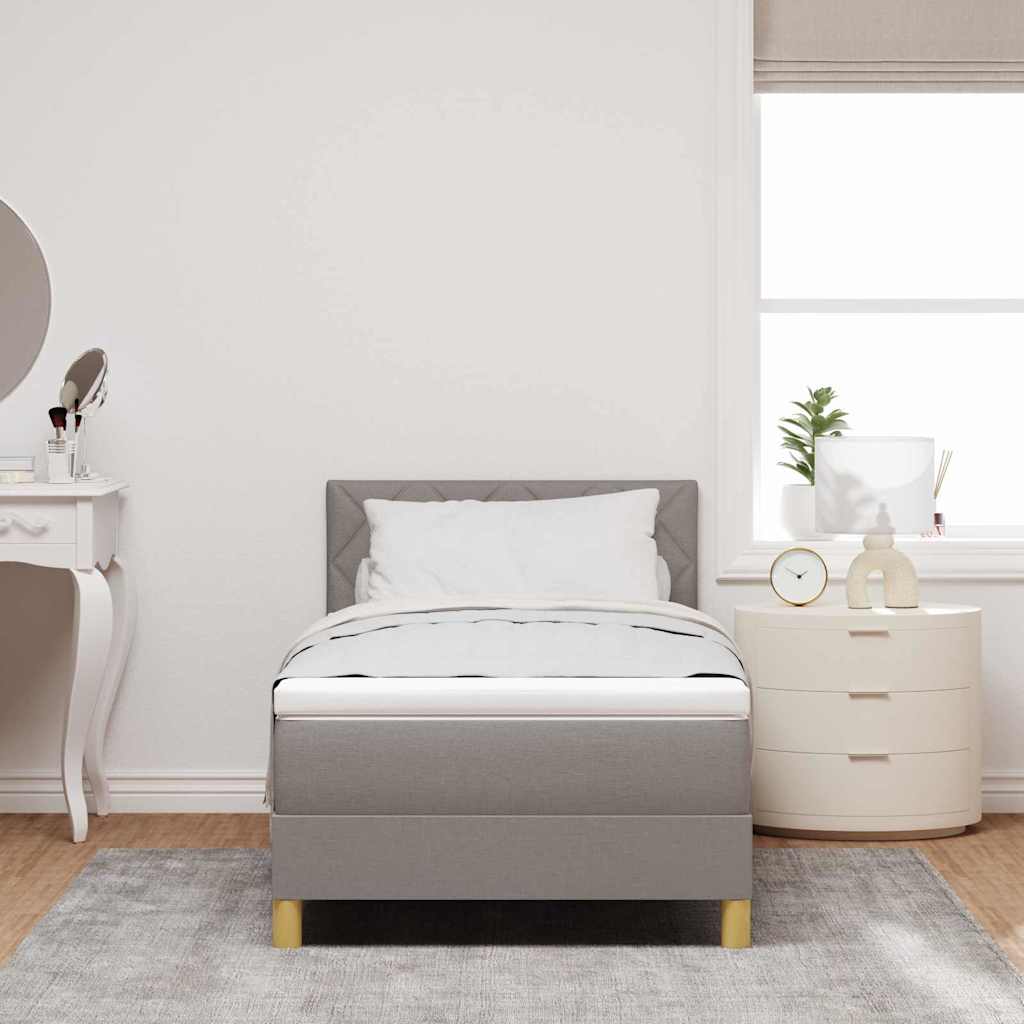 LED Box Spring Krevet Sivo-smeđa 90 x 190 cm tkanina